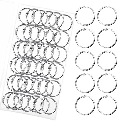 HAUTOCO 50 Pcs Binder Rings, 25mm/1 Inch Loose Leaf Binder Rings Nickel Plating, Small Metal Rings Book Rings Binding Rings for Papers Index Cards Flashcards Key Rings, Office, School, Home