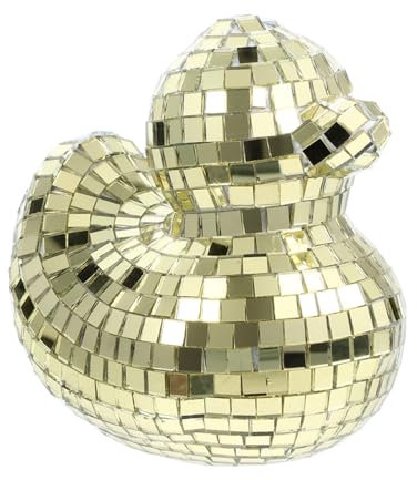 TOPBATHY Disco Enten Party Spiegel Dekoration, aus Glas Goldene Tischfigur