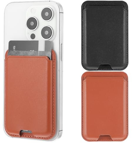 Tyqour 2Pcs Leather Card Holder Phone Case Wallet Stick-On Pocket for Credit Cards Compatible With Most Smartphones - Fits 3 Cards