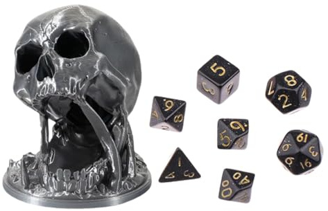Gedruckter Totenkopf Würfelturm | Random 7 Teiliges D20 Würfelturm Set | Halloween Tischspiel SkeletonDice Roller Tower | Hohle Zombie Schädel Würfelturm Brettspiele Halloween Heimdekoration