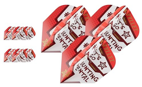 Target Darts Stephen Bunting Flights, Pack of 9 - NO.6 | Pro Ultra Dart Flights in Rot, Weiß und Schwarz, Dart Flight Multipack, Profi Dart Zubehör Accessories