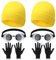 Hestya 2 Sets Goggles Brille Gläser Karnevals Kostüm Zubehör Enthalten Steampunk Brille Gelbe Beanie Schwarze Handschuhe Geeignet Lustige Cartoon Figur mit Brillenaugen für Maskenball Cosplay