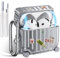 VISOOM Kompatibel mit Airpods 4th Generation Hülle, Cute Fashion Suitcase Design Soft TPU Protective Case für Airpods 4 pro Generation (2024) mit Reinigungsset, Silber