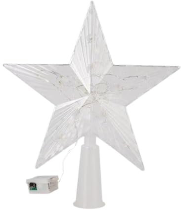 Estrella superior del árbol de Navidad de 15 cm con luces, suministros de decoración de Navidad, árbol de patio, Navidad, U7K7, decoración de jardín