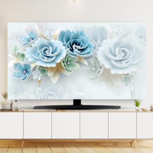 HSTANGKY Innenräume TV Abdeckung TV Staubschutzhülle Rutschfester TV Bildschirmschutz Moderne Weiche Gebogene Bildschirmabdeckung LCD/LED TV Display Abdeckung- flower1||45-48（110X65cm）