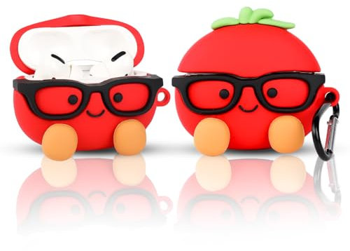Custodia per auricolari AirPods Pro di 2a/1a generazione (2023/2022/2019), custodia protettiva antiurto in silicone con portachiavi per AirPods Pro/Pro 2 (pomodoro)