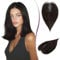 RUWISS Haar Toppers Echthaar für Damen Dunkelbraun Hair Topper Leichtes Clip in Haarteil für Frauen Glatter Hair Topper ohne Pony