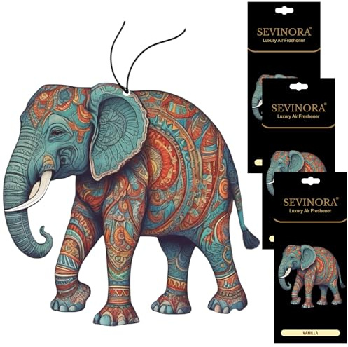 3x Duftbaum Auto Vanille Lufterfrischer Mandala Elefant mit Vanille Duft Parfüm Innenraum Tuning Deko Car Air Freshener Vanilla
