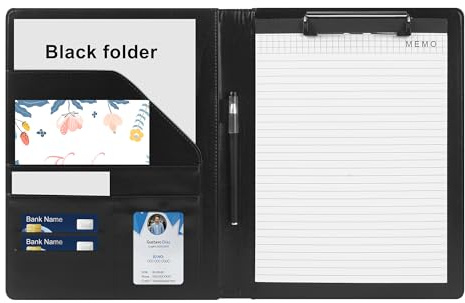 BUCOMTU Porta Documenti, Cartellina Portadocumenti a4 Con Carta e Penna, Cartella Portadocumenti A4 PU Pelle, Portablocco A4 con Pinza, Cartellina Porta Documenti Per Ufficio e Conferenze