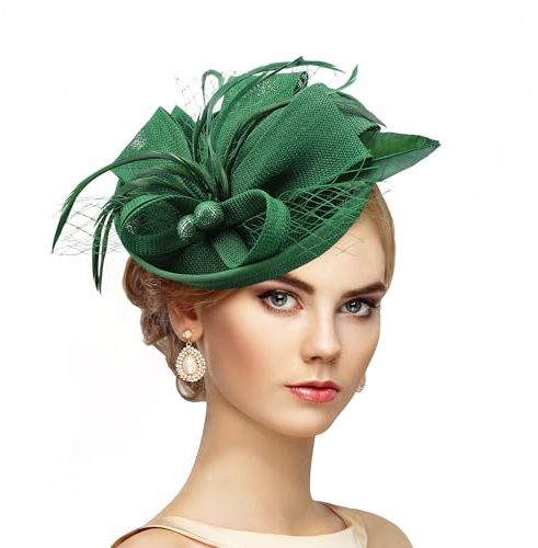 ETOFETE Fascinator Damen Kopfbinde Haarreif Fasching Karneval Tea Party Hutte für Frauen Leichter Federn und Polyester Gold