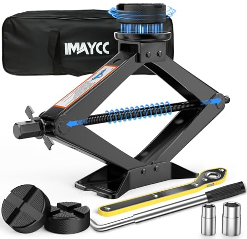 Universelle Wagenheber 3T, Neues Upgrade Scherenwagenheber Set mit 2Pcs Wagenheber Gummiauflage Schützt PKW, Tragbarer Car Jack mit Radmutternschlüssel,Auto-Notfallset für SUV MPV Wartung und Reparatu