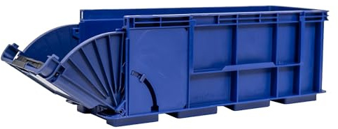 RODOPI 4X Lagerbox KLT Nachtblau Größe 3 – Eurobox Stapelbox Kunststoff 396x148x147 mm, freier Zugriff ohne Quersteg, 2-stufiger Klappmechanismus