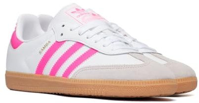 adidas Samba Og J Undefined's 3-Stripes 60S Retro Contrast Sneaker, Bianco Rosa, 5 Big Kid