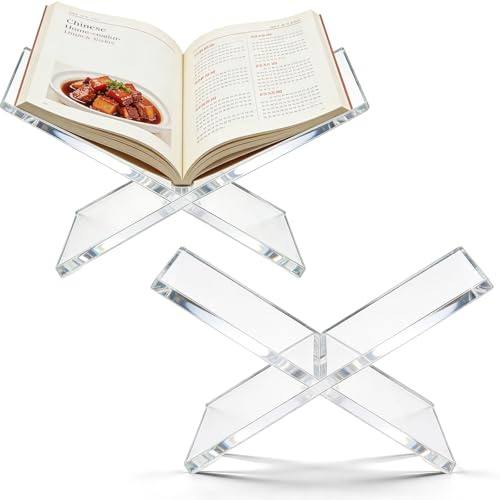 Lot de 2 supports de livres en acrylique transparent - 28 x 15,5 cm - Cadre en croix - Support de lecture ouvert - Convient pour l'art biblique coranique, livres de cuisine, manuels et magazines