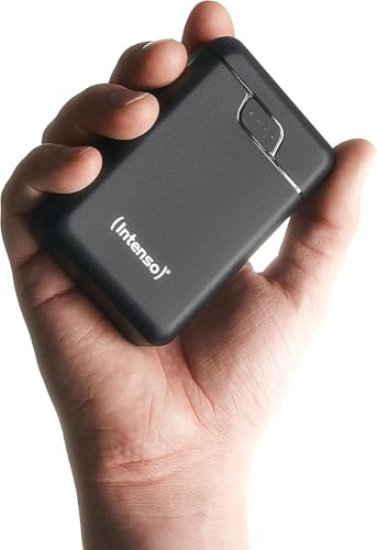Intenso B10000 Powerbank 10.000 mAh, Mobiler Zusatzakku, USB-C & USB-A | Externer Akku mit 12W fuer iPhone und Smartphone, Kompaktes Design mit LED-Anzeige, Handgepaeck-geeignet, Schwarz