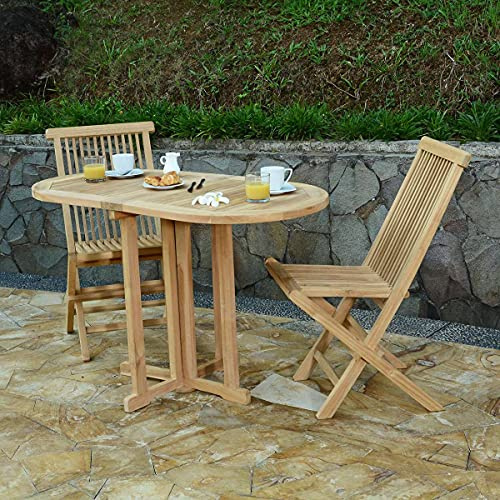 Teck'Attitude Table Pliante Ovale en Teck Massif Manoï pour Balcon