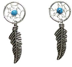 Ohrringe Ohrstecker Traumfänger mit Traumfänger und Feder 925 er Sterling Silber 10 mm