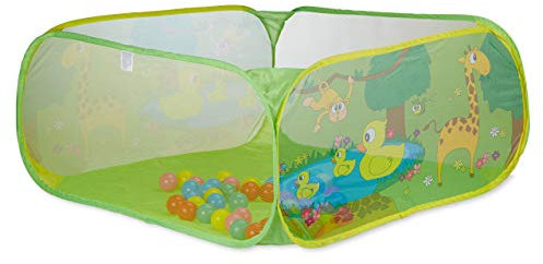 Relaxdays 10022475 Bällebad Baby, quadratischer Bällepool mit 50 Bällen, Popup-Bällebecken HxB 50x110cm, BPA frei, ab 6 M., bunt