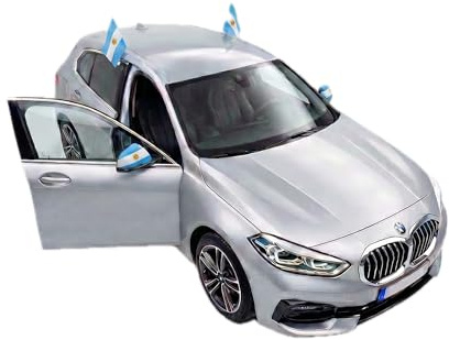 Auto Fahnen Argentinien Set - 2 Autofahnen 30 x 45 cm & 2 Außenspiegelfahnen Überzieher, Fußball Fanartikel FZG für EM & WM, Argentinische Flagge Fahrzeug Deko