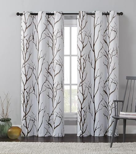 VCNY Home | Kingdom Collection | Printed Blackout Microfiber Curtain Panel with Grommets, Modern and Contemporary Style Window Dressing for Home Décor, 40 x 84, Beige