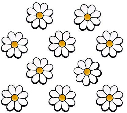 Joyci Lot de 10 broches fantaisie tournesol marguerite pour femme, avec boucle à bouton-poussoir pour chemise, chapeau, cardigan, pull, décorer, punaises, épingles à l'arrière, Métal, Résine