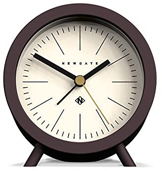 NEWGATE® Fred Wecker | Modernes Laufdesign | Schokoladenbraun | Ideal für Nachttisch, Schreibtisch oder Regal | Modernes Retro-Accessoire für skandinavisches Schlafzimmer und Büro