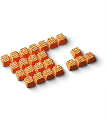 HK Gaming Rubber Keycaps Set | Anti-Slip Texture | Doubleshot Backlit Keycap Set | 23 Keys OEM Profile Key Set | For Mechanical Keyboard | Compatible with Cherry MX, Gateron, Kailh | Orange