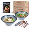 Ramen Soup Bowl Set, 2×1000ml Ceramic Large Noodle Bowl with Chopsticks, Spoons, and Forks, for Soup, Pho, Udon, Cereal, Rice, Fruits and Salad, Japanese Hand-Made Housewarming Gift for Men and Women