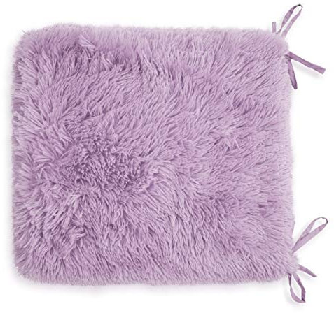 Teddy Fleece Chair Pads SOFT & SNUG Fur With Reversible Plain Sherpa Teddy Fleece Seat pads REMOVABLE Dining Garden Chair Cushion Luxury Super Soft Fluffy Fur Seat Pads With Ties Backs (Lilac, 2)