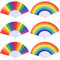 CCCYMM 6 Pcs Rainbow Fans Decorations, Hand Held Folding Fan Rainbow Gay Pride Party Favor Birthday Supplies