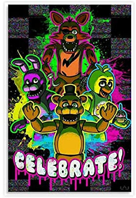 Spielposter Five Nights at Freddy's FNAF Poster, Leinwandposter, Wandkunst, Dekordruck, Bild Gemälde für Wohnzimmer, Schlafzimmer, Dekoration, ungerahmt: 30 x 45 cm