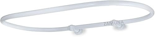 Zamuna Ovale Duschvorhangstange für Badezimmer, Deckenmontage für Krallenfußwanne, groß und robust, Wandmontage mit verstellbarer Unterstützung, 114,4 x 63,5 cm (inklusive Vorhangringe), Weiß