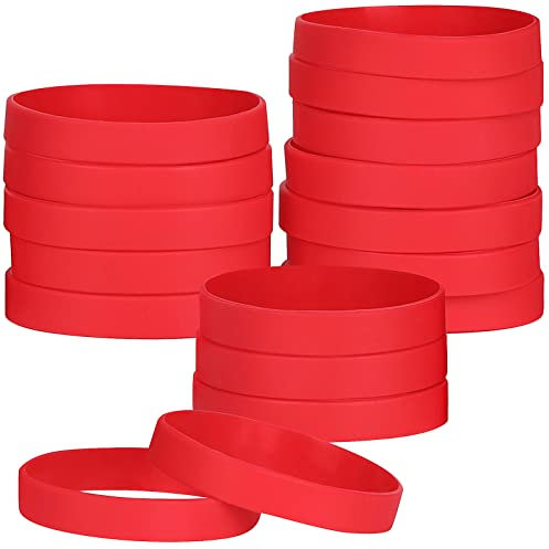 Lot de 25 Bracelets en Silicone pour Enfants - Universels en Caoutchouc Vierge en Vrac - Rouge