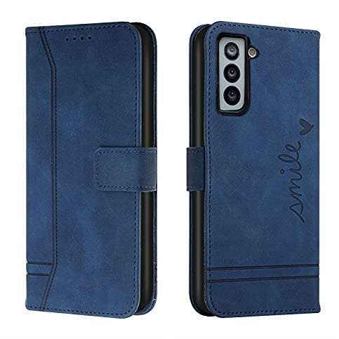 Trugox Handyhülle für Samsung Galaxy S21 / S21 5G Hülle Klappbar Klapphülle mit Kartenfach Handytasche Handy Schutzhülle Tasche Leder Wallet Flip Case Slim Book Cover - Blue