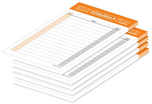 PRICARO Einkaufsliste Typo, magnetisch, orange, A6, 25 Blatt, 5 Stück