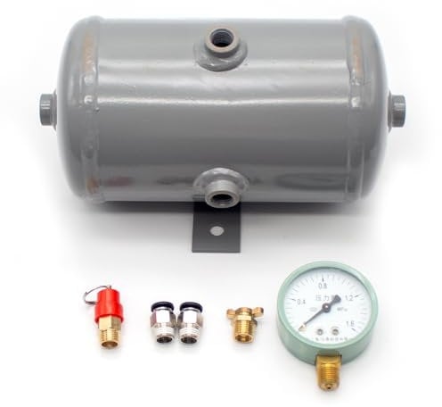 2L Horizontal Air Receiver Air Compressor Carbon Steel Air Storage Tank High Pressure Vacuum Buffer Tank G1/4 Interface 1.25Mpa