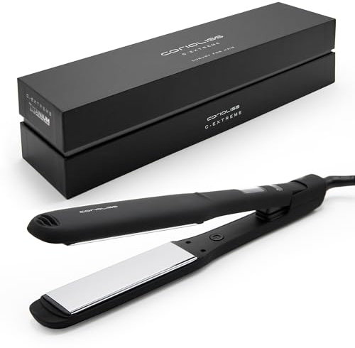 Corioliss C-Extreme Black | Plancha de Pelo Profesional | Placas Extra Anchas de Titanio | Alisado y Ondas | Control de Temperatura 80º-230º | Calentamiento 30 Segundos | Black