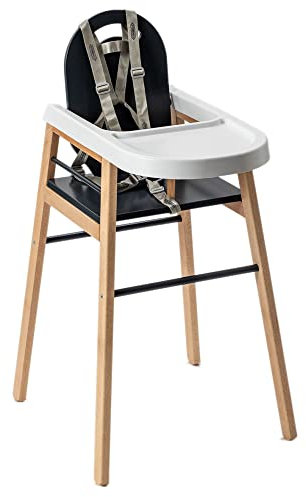 Chaise Haute Fixe Bébé avec Tablette Amovible Lili, Bicolore Gris anthracite