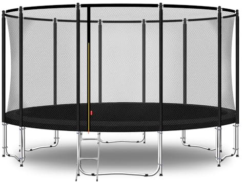 Baunsal® Trampolin Outdoor Ø 457 cm (FGOS) schwarz als Komplettset Gartenspielzeug Kindertrampolin Gartentrampolin rund Garten Spielzeug für Kinder