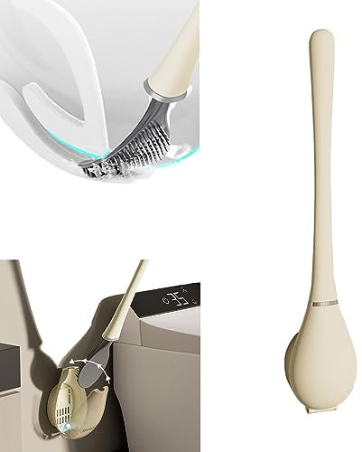 E-ALLDIR 1 StüCk ToilettenbüRste Silikon,Flexible ToilettenbüRste Aus Silikon,ToilettenbüRste Silikon Wandmontage Ohne Bohren,2023 Neu Silikon KlobüRste Mit Flachem Und Biegsamem Kopf