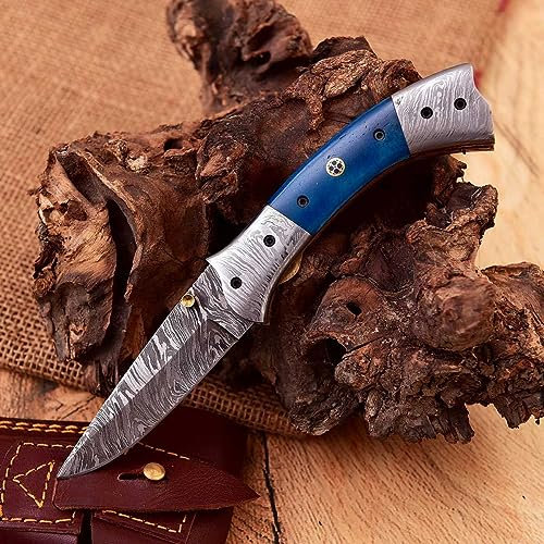 Damast Taschenmesser Handgefertigt Klappmesser Damaskus Damaszener MAQ1639