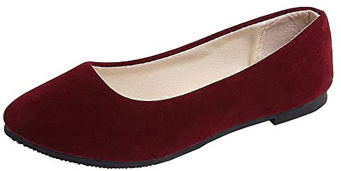 Generic Women's Ballet Flats Slip On Comfortable Walking Shoes Wine, 5 UK