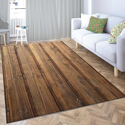 Srigzcaly Superweiche rutschfeste Fusselfreie Teppich 180x240cm, Waschbare Teppiche Retro-Holzplanken-Stil Hypoallergene Flanell Teppich für Schlafzimmer Kinderzimmer Wohnzimmer