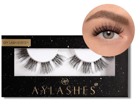 AYLASHES - DIY Wimpernextensions Single Box THE ICONIC | 1 Paar Wimpern | bis zu 7 Tage Halt | Wimpern DIY Set für zu Hause | künstliche Wimpern | Klebewimpern | lash extension set