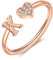FUNEIA Herz Ring mit Buchstaben Damen Frauen Gold Silber Rosegold Verstellbarer Initiale A-Z Zirkonia Fingerring Stapelring Wasserfest Buchstabering Schmuck Mädchen Geschenkbox