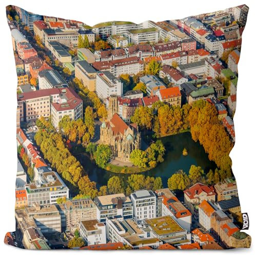 VOID Stuttgart Feuersee Kissenbezug Kissenhülle Deko Outdoor Dekoration Garten Dekokissen, Kissen Größe:80 x 80 cm