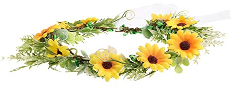 Beatifufu Boho-kranz Kopfbedeckung Mit Floraler Krone Stirnband Aus Künstlichen Blumen Boho Blumenkopfschmuck Simulationsblumen-haarband Haargirlande Plastik Haarring Braut Bohemien