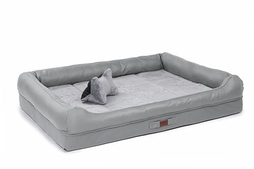 RAIKOU Hundebett mit abnehmbarem Kissen, gepolstert und waschbar – Schlafplatz, Hundekissen, Hundesofa, Hundematte - Hochwertiges Tierbett für Ihren treuen Begleiter. (Hell Grau,100 * 80 * 9cm)