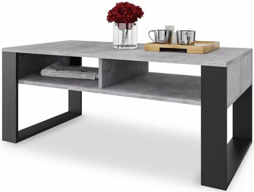 MeblePitus.pl Eleganter Couchtisch 120x60 cm - Boho Style - Offenes Doppelregal - Die perfekte Deko Wohnzimmer für Ihr Zuhause - große Oberfläche - Aus strapazierfähigen Sofatisch Materialien