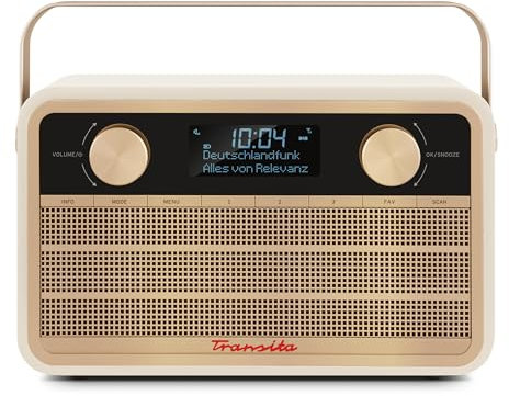 TechniSat Transita 120 - Radio DAB portatile (DAB+, FM, batteria 24 ore, Aux In, sveglia, 2 sveglie, timer di sonno, funzione snooze, jack per cuffie), colore: Beige